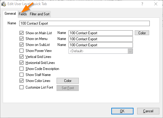 CLICK ON FIELDS TAB