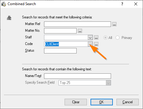 FOR LESS THAN ALL CONTACTS, CHOOSE A CODE SUCH AS “CLIENT”