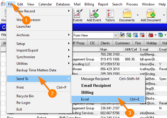 GO TO: FILE / SEND TO / EXCEL