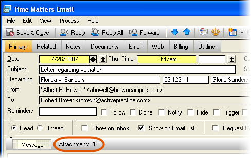email Attachment Button