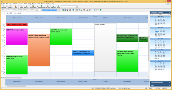 Calendar with multiple staff